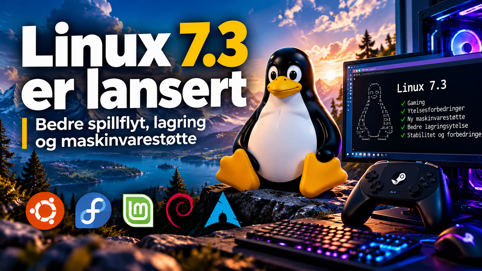 Linux 7.3 er lansert – bedre spillflyt, lagring og maskinvarestøtte